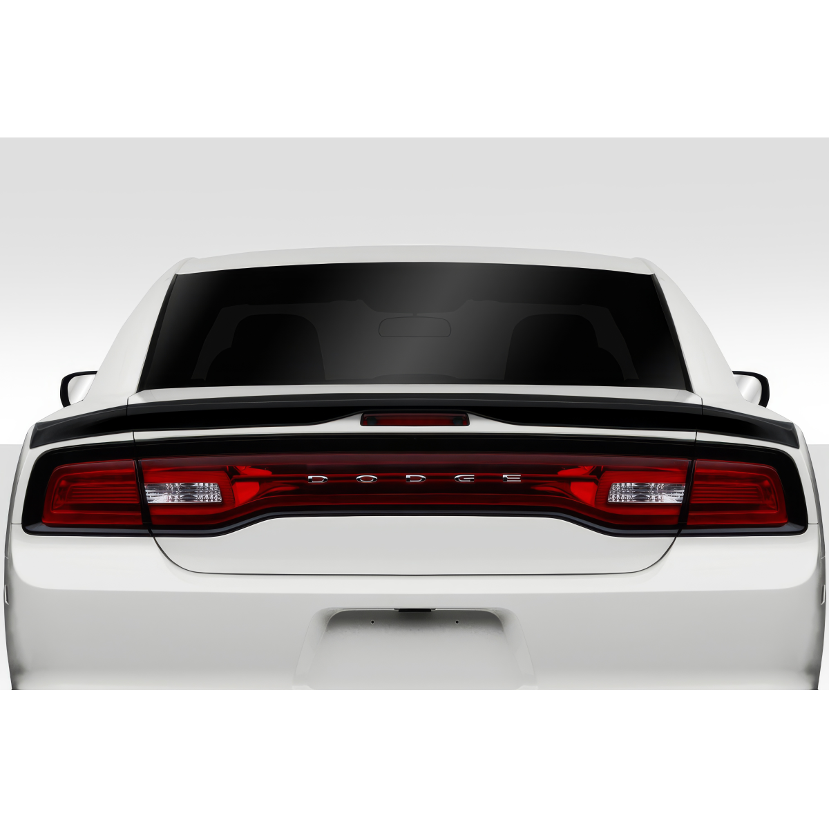 Modify your Dodge Charger 2011 with our Exterior/Wings - Rear view angle of vehicle showing trunk lid spoiler