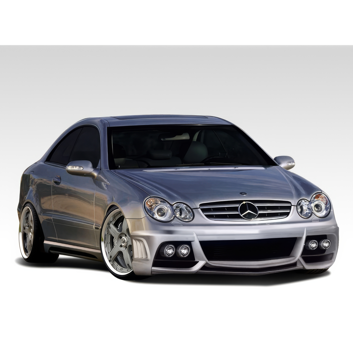 Modify your Mercedes-Benz CLK-Class 2003 with our Exterior/Complete Body Kits - Frontal view showcasing sporty design features