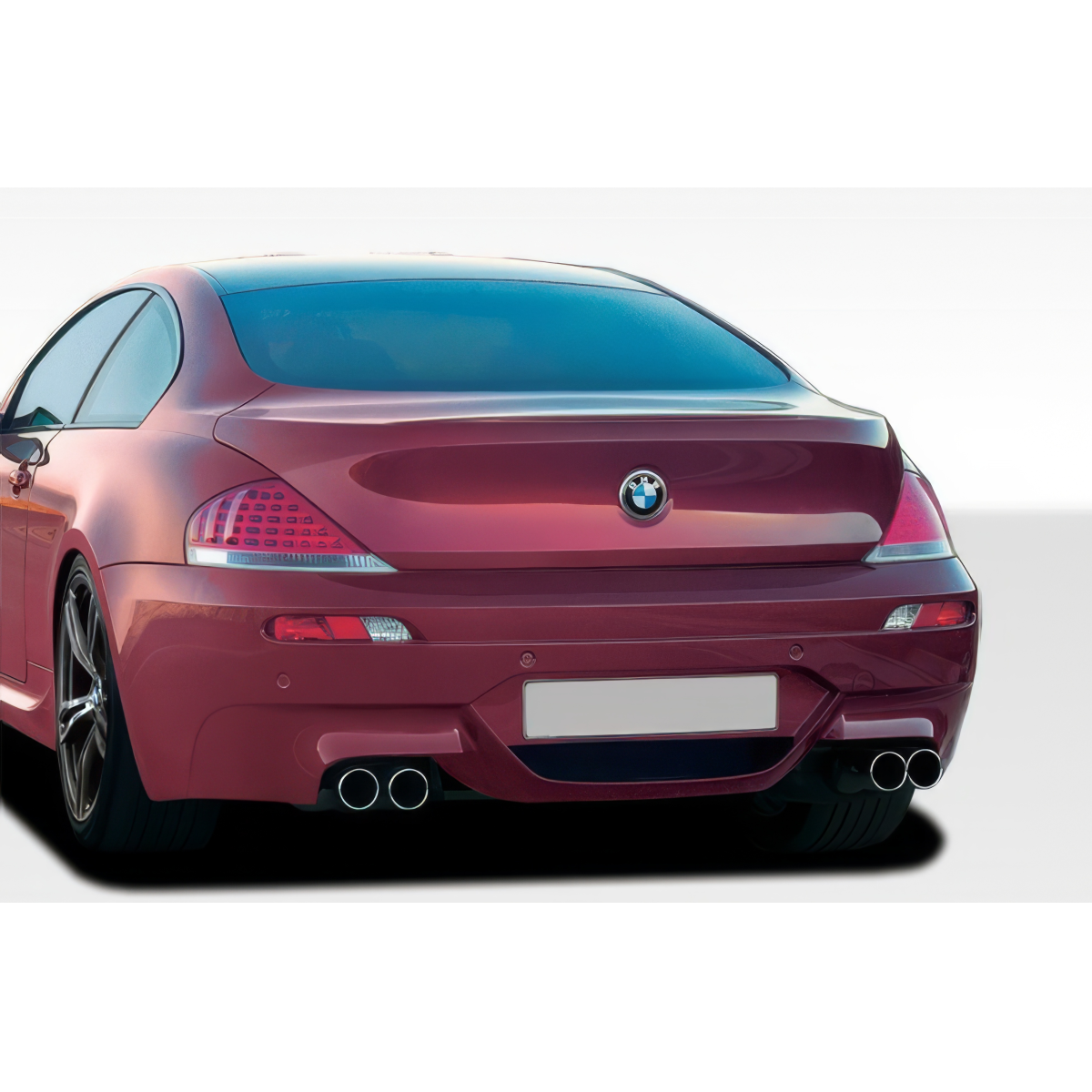 Modify your BMW 6-Series 2004 with our Exterior/Rear Bumpers or Lips - Rear view angle of a BMW 6-Series vehicle