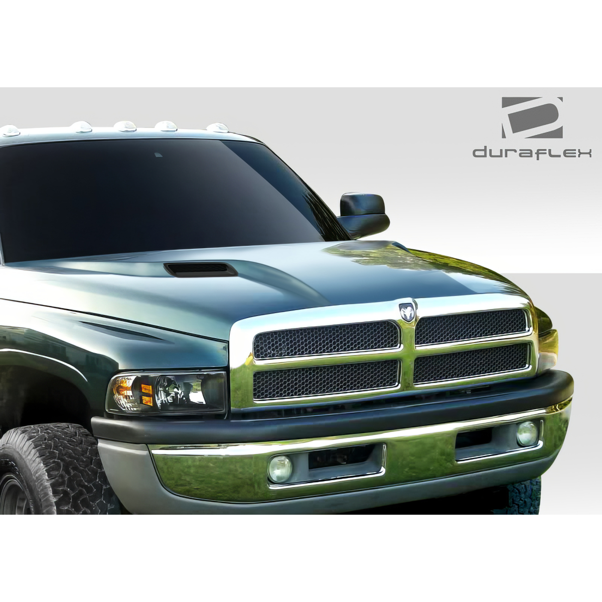 Modify your Dodge Ram 1994 with our Exterior/Hoods - Front angled view of a Dodge Ram hood