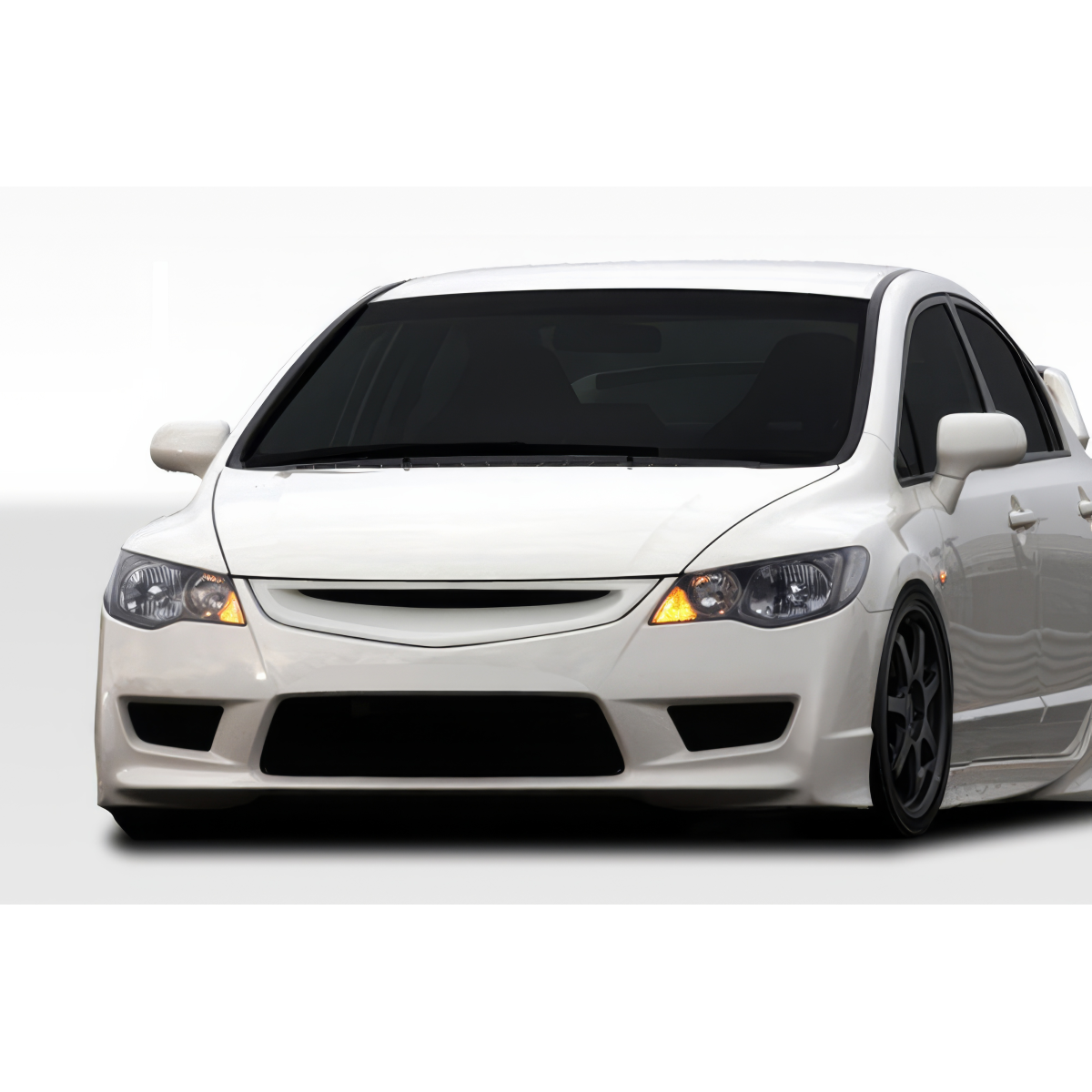 Modify your Honda Civic 2006 with our Exterior/Front Bumpers or Lips - Front view of the vehicle at eye level