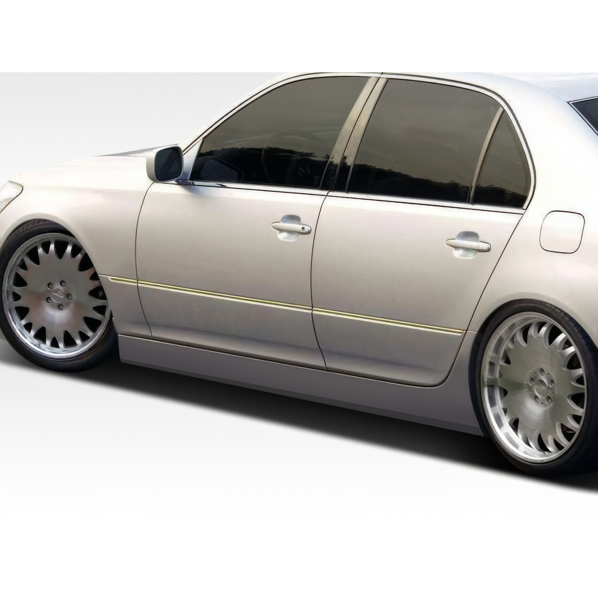 Modify your Lexus LS430 2004 with our Exterior/Side Skirts - Side angle view showing lower body of the vehicle