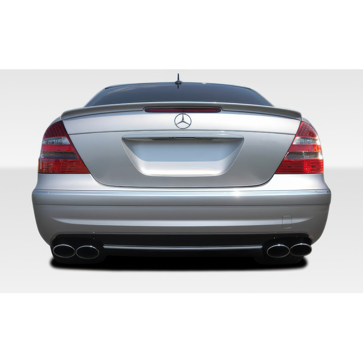 Modify your Mercedes-Benz E55 AMG 2003 with our Exterior/Rear Bumpers or Lips - Viewed from the rear at a straight angle