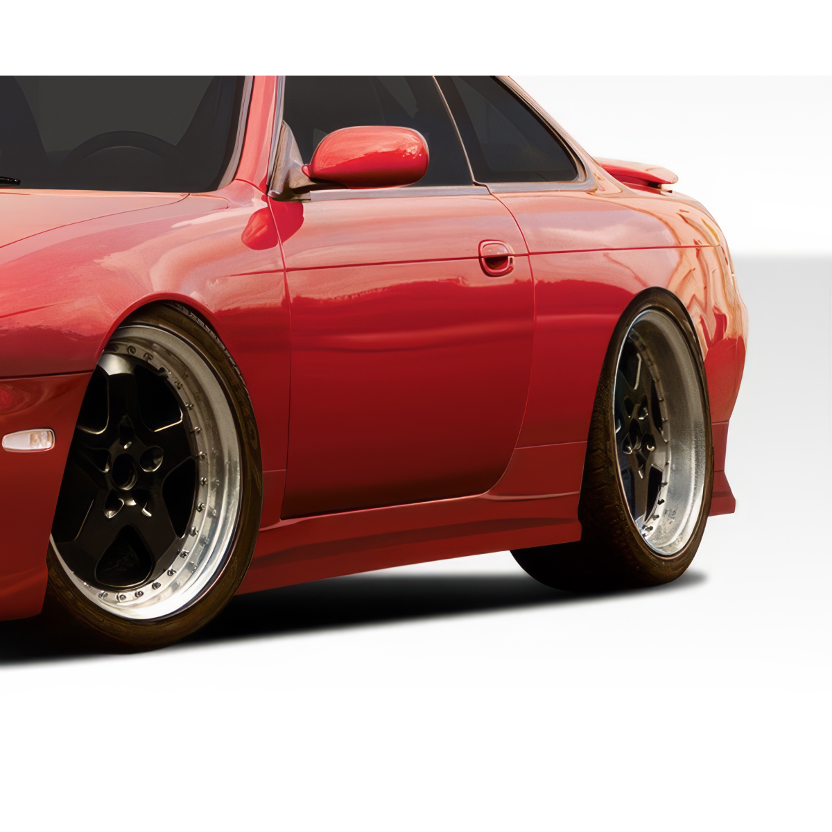 Modify your Nissan 240SX 1995 with our Exterior/Side Skirts - Part is shown at a close side angle