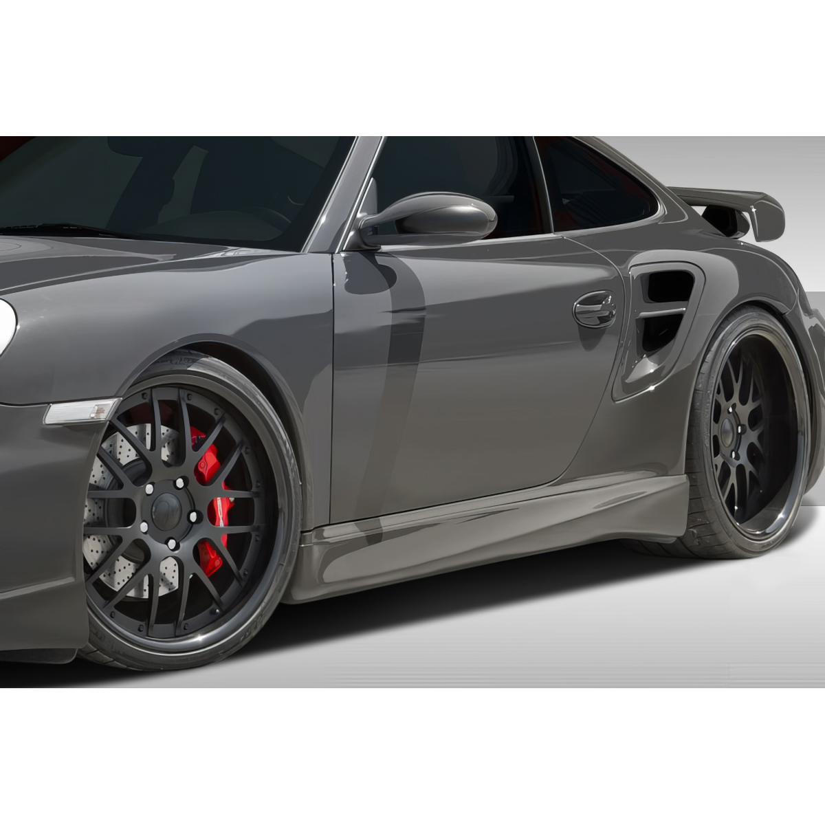 Modify your Porsche 911 2005 with our Exterior/Side Skirts - Angle from the front side of the car