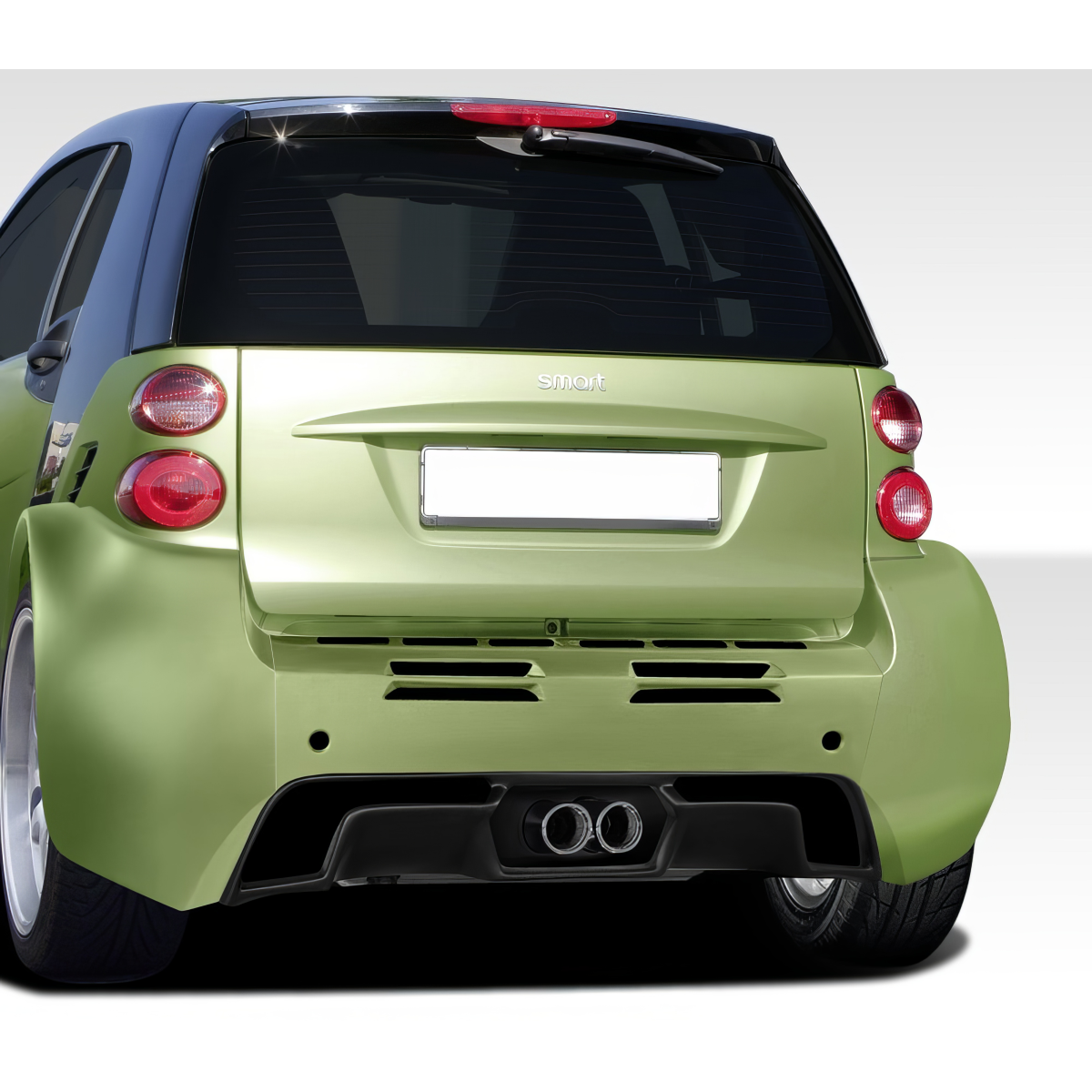 Modify your Smart fortwo 2008 with our Exterior/Rear Bumpers or Lips - Rear view angle highlighting the bumper design