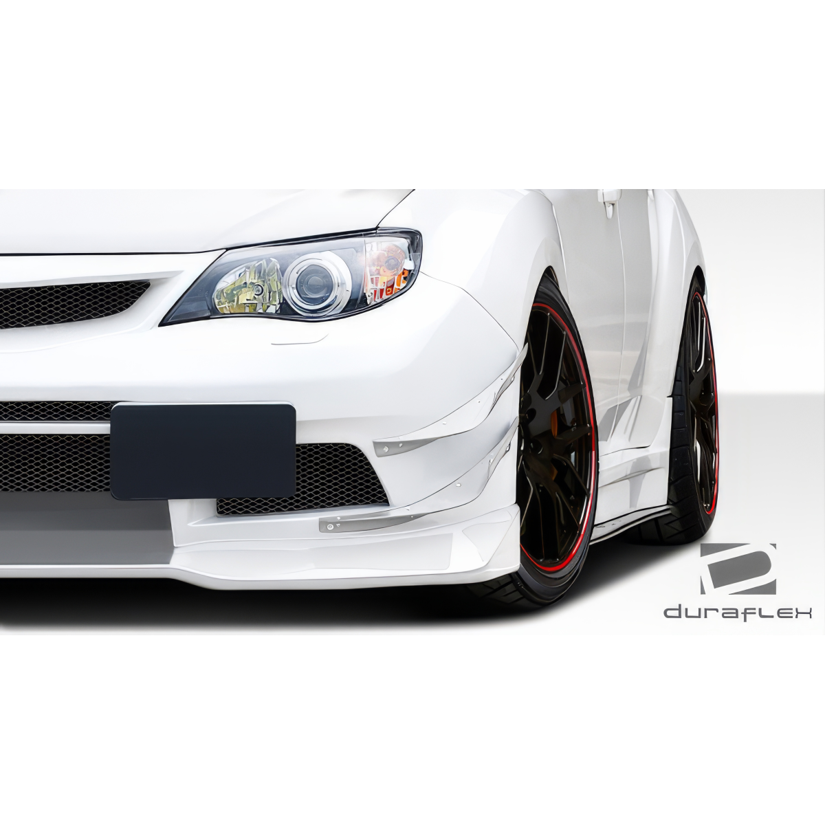 Modify your Subaru Impreza 2008 with our Exterior/Canards - Front angle view of vehicle part and bumper