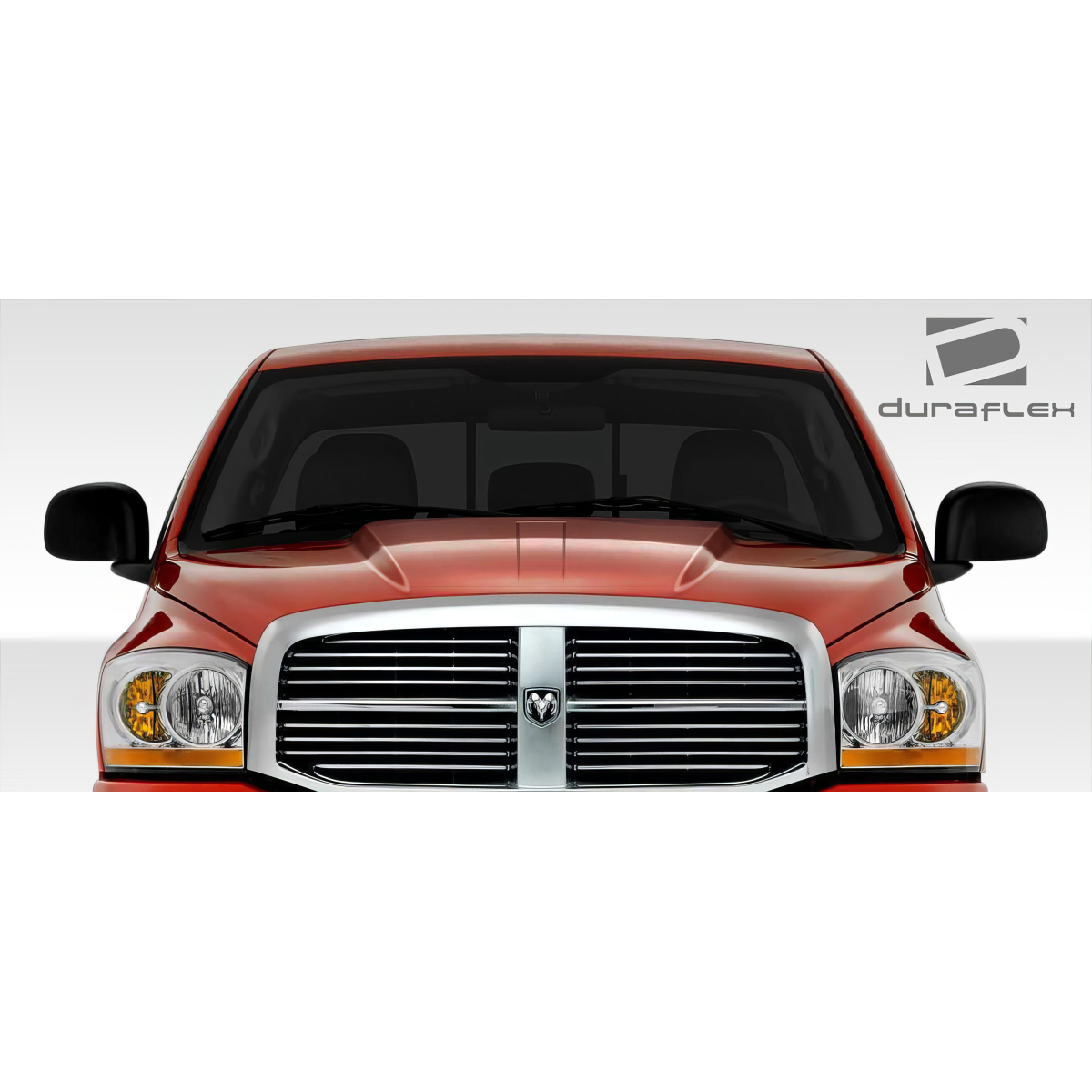 Modify your Dodge Ram 2002 with our Exterior/Hoods - Front angle view of the vehicle