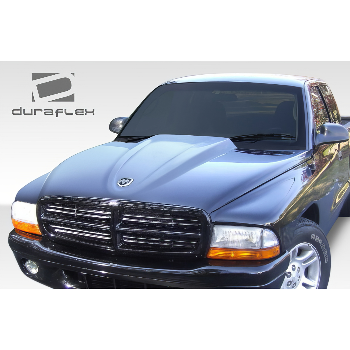 Modify your Dodge Dakota 1997 with our Exterior/Hoods - Front angle view of pickup truck hood