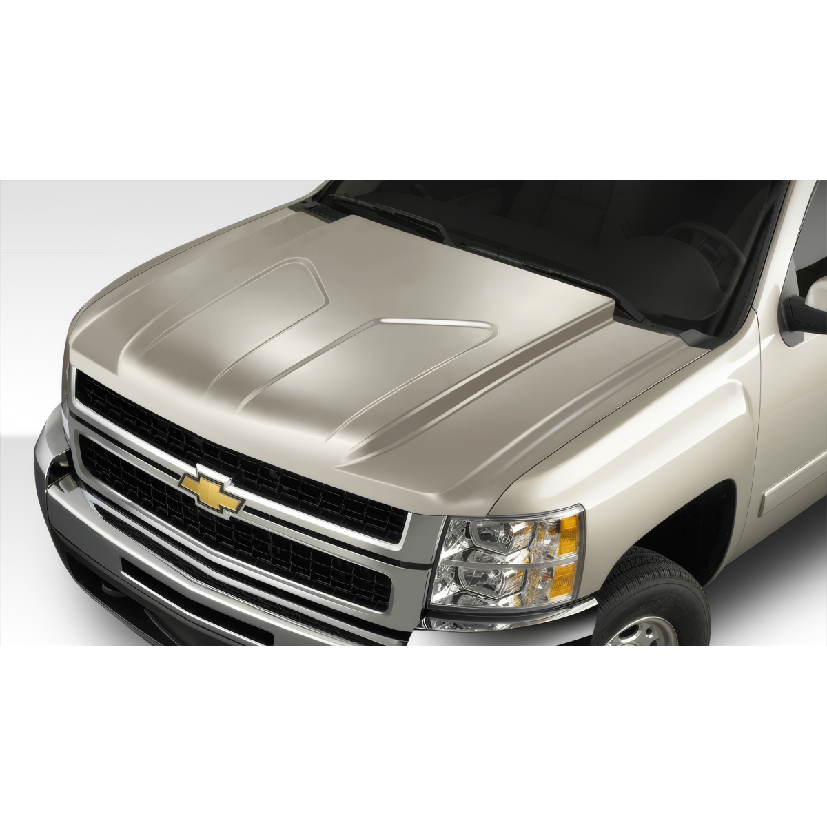 Modify your Chevrolet Silverado 2007 with our Exterior/Hoods - Top down angle of a Chevrolet Silverado hood