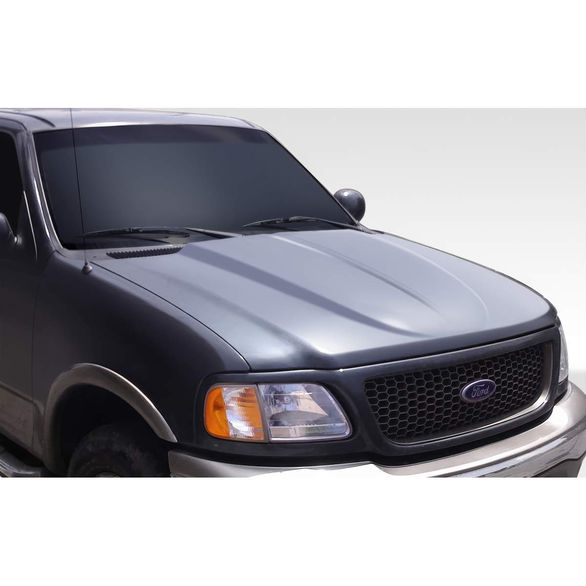 Modify your Ford F-150 1997 with our Exterior/Hoods - View from the front at a slight angle