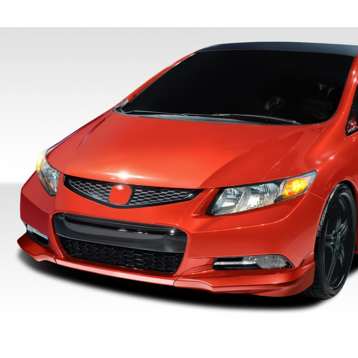 Modify your Honda Civic 2012 with our Exterior/Complete Body Kits - Front angle view of Honda Civic Bumper Extensions