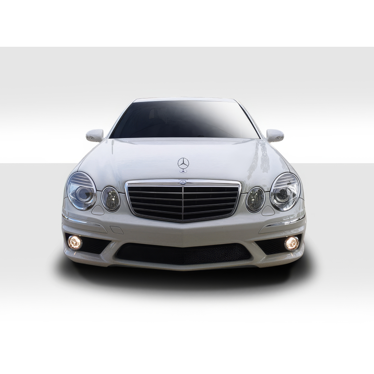 Modify your Mercedes-Benz E55 AMG 2007 with our Exterior/Complete Body Kits - Frontal view of the vehicle at eye level