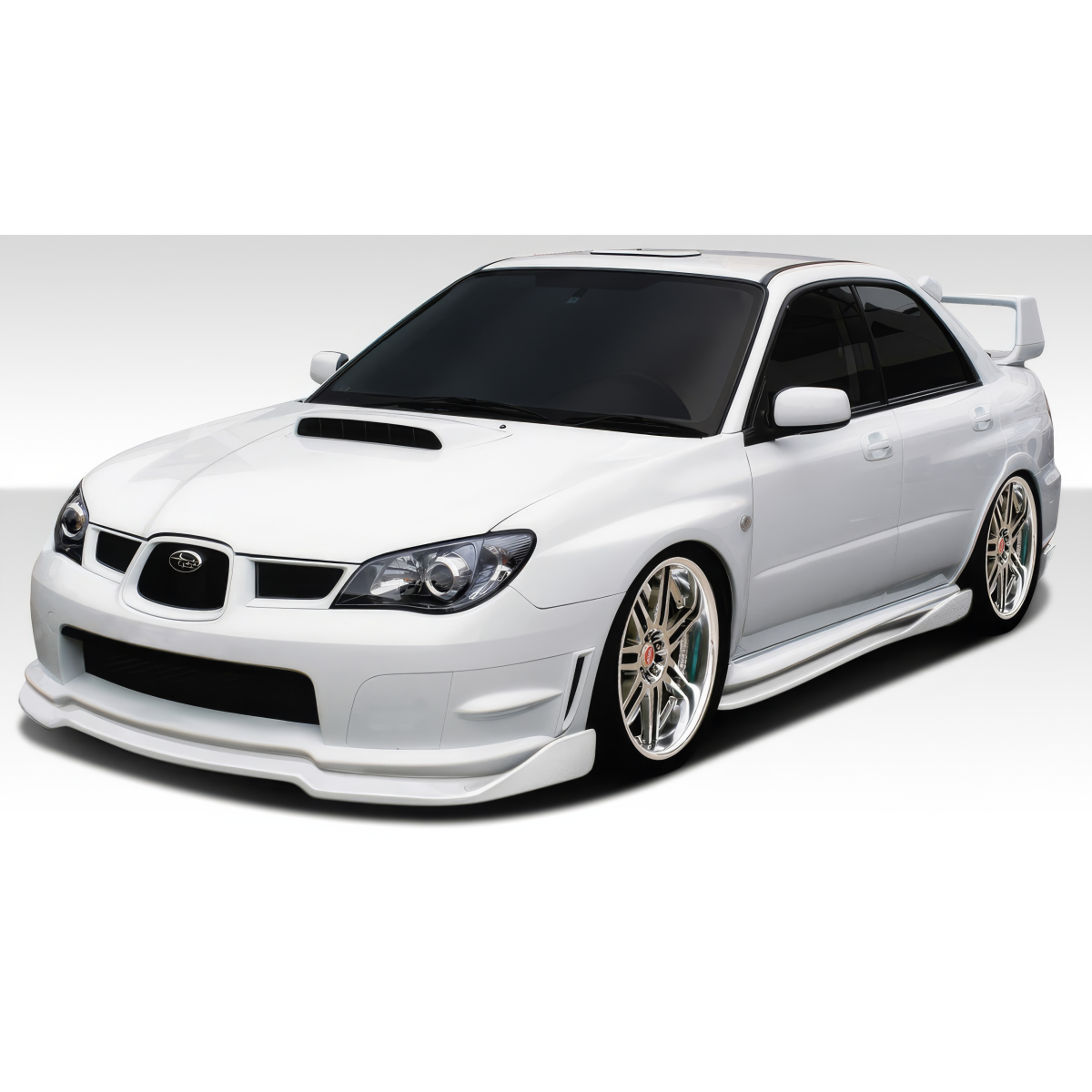 Modify your Subaru Impreza 2006 with our Exterior/Complete Body Kits - Front angle view of a Subaru Impreza WRX STI