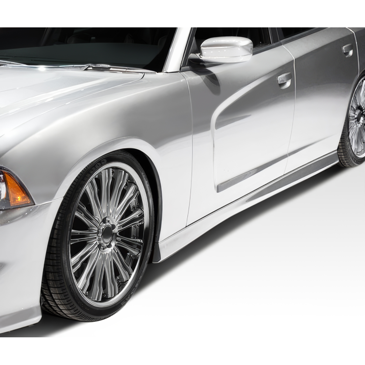 Modify your Dodge Charger 2011 with our Exterior/Complete Body Kits - Side angle view of the vehicle showing side skirts