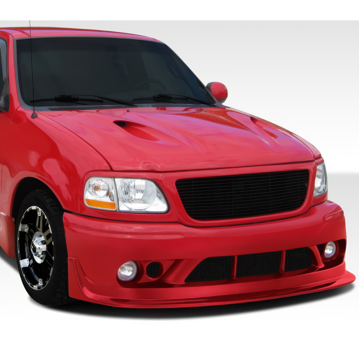 Modify your Ford F-150 1997 with our Exterior/Complete Body Kits - Front angle view of modified red Ford F-150