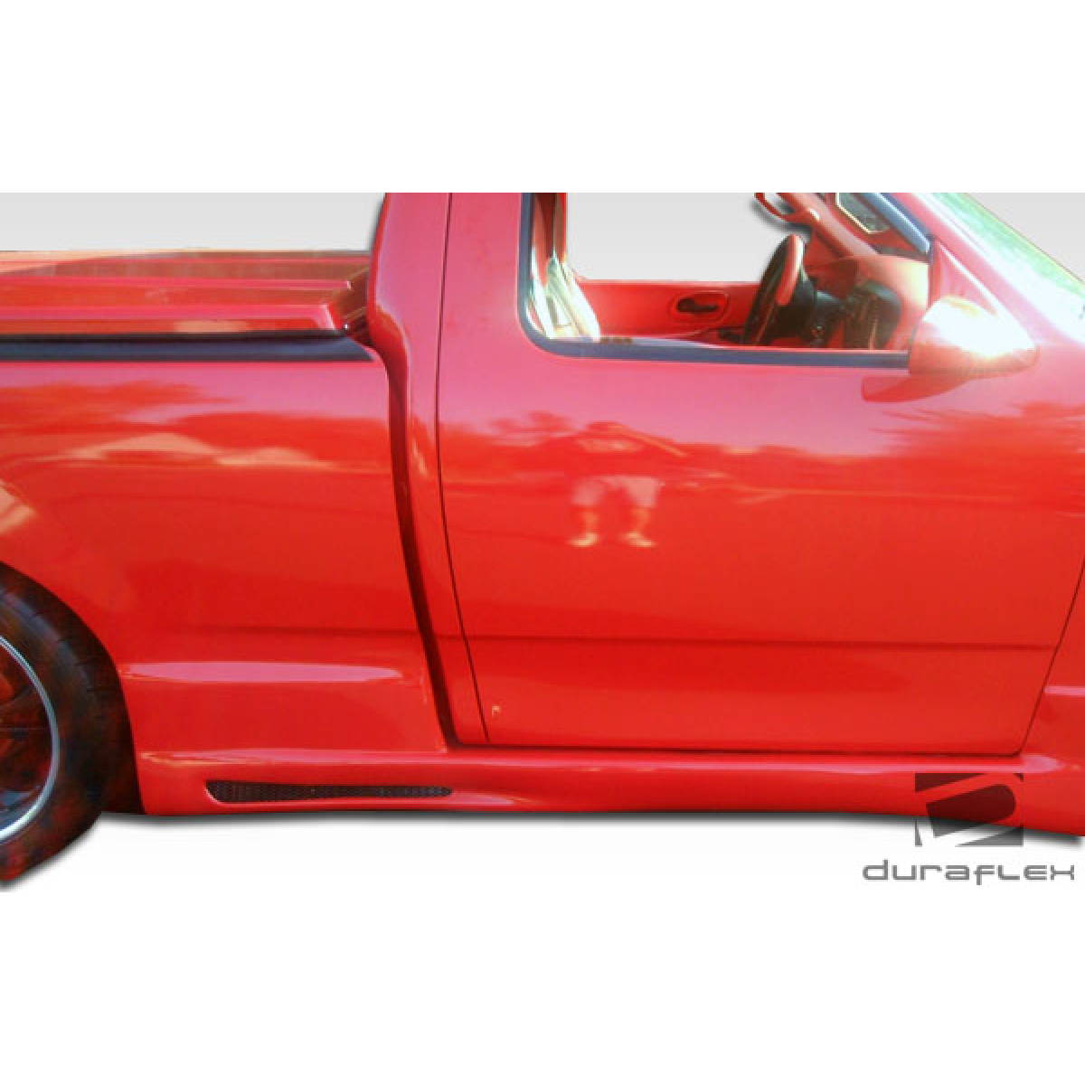 Modify your Ford F-150 1997 with our Exterior/Complete Body Kits - Side view of a red Ford F-150 body kit