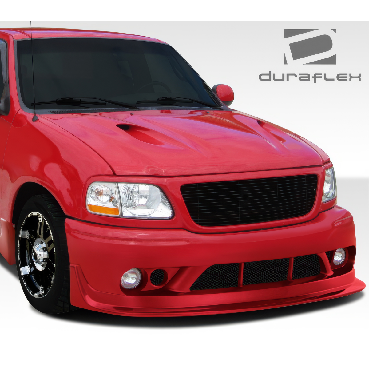 Modify your Ford F-150 1997 with our Exterior/Complete Body Kits - Front angle view of red Ford F-150 body kit