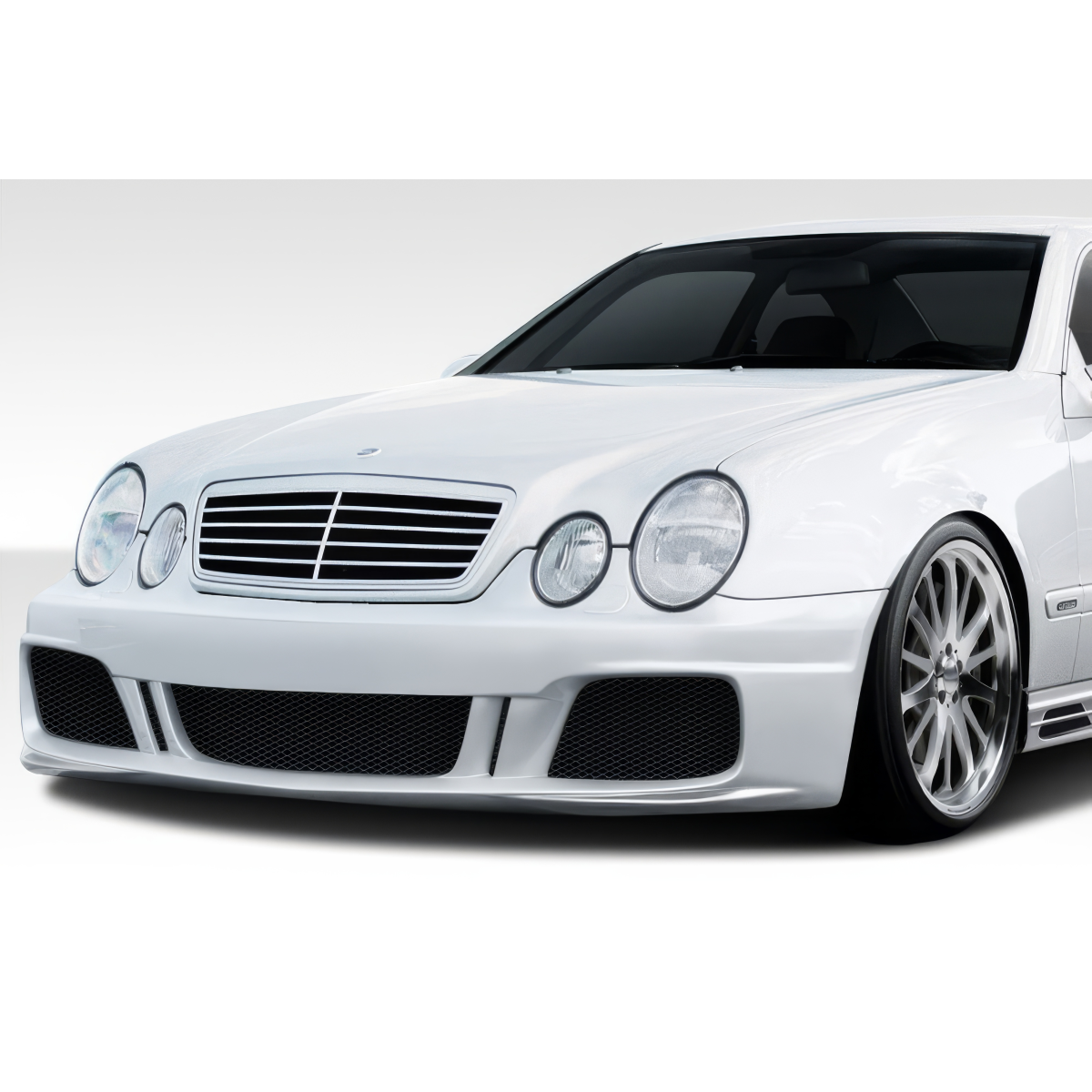 Modify your Mercedes-Benz CLK-Class 1998 with our Exterior/Front Bumpers or Lips - Frontal view at slight angle from above
