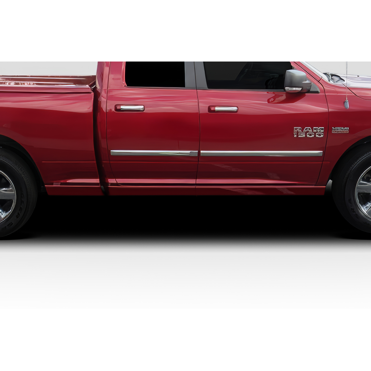 Modify your Dodge Ram 2009 with our Exterior/Side Skirts - Side view angle of the vehicle part