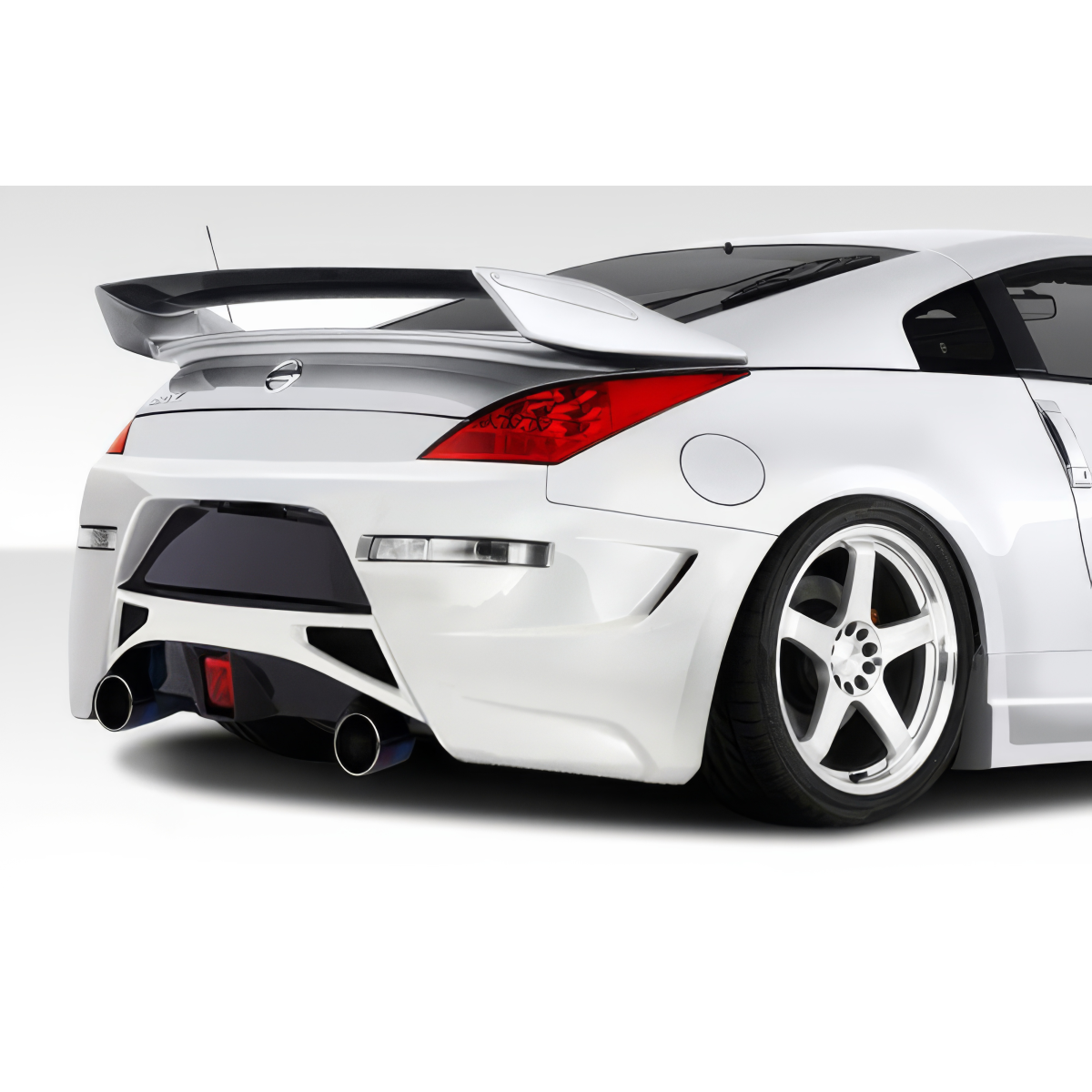 Modify your Nissan 350Z 2003 with our Exterior/Complete Body Kits - Rear angle showcasing the bumper and exhaust tips