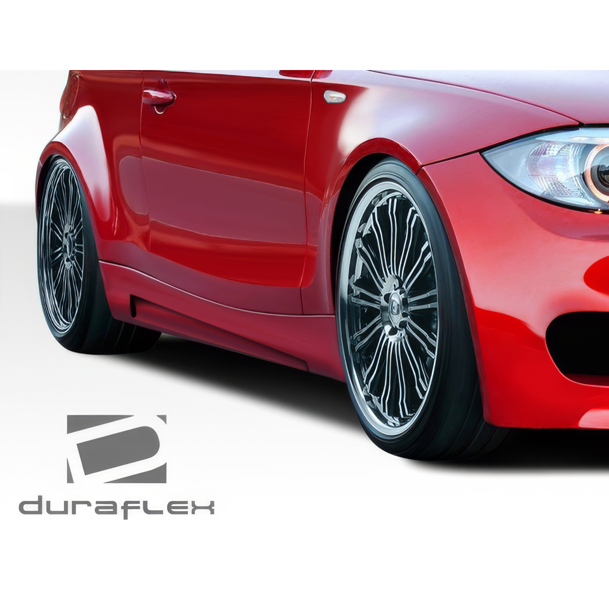 Modify your BMW 1-Series 2008 with our Exterior/Side Skirts - Angled view of vehicle showcasing side skirts