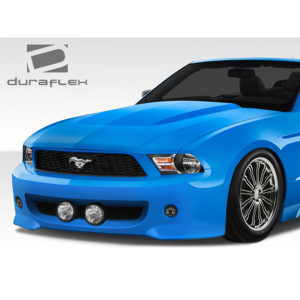 Modify your Ford Mustang 2010 with our Exterior/Front Bumpers or Lips - Front angle view of blue Mustang bumper part