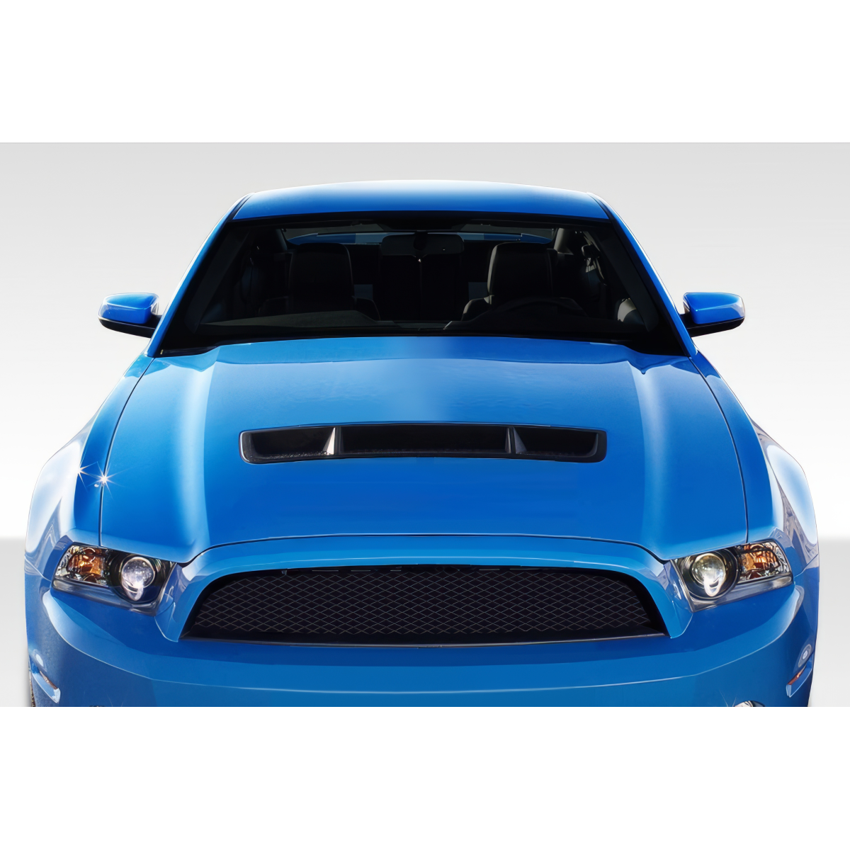 Modify your Ford Mustang 2010 with our Exterior/Hoods - Front view with a slight downward angle