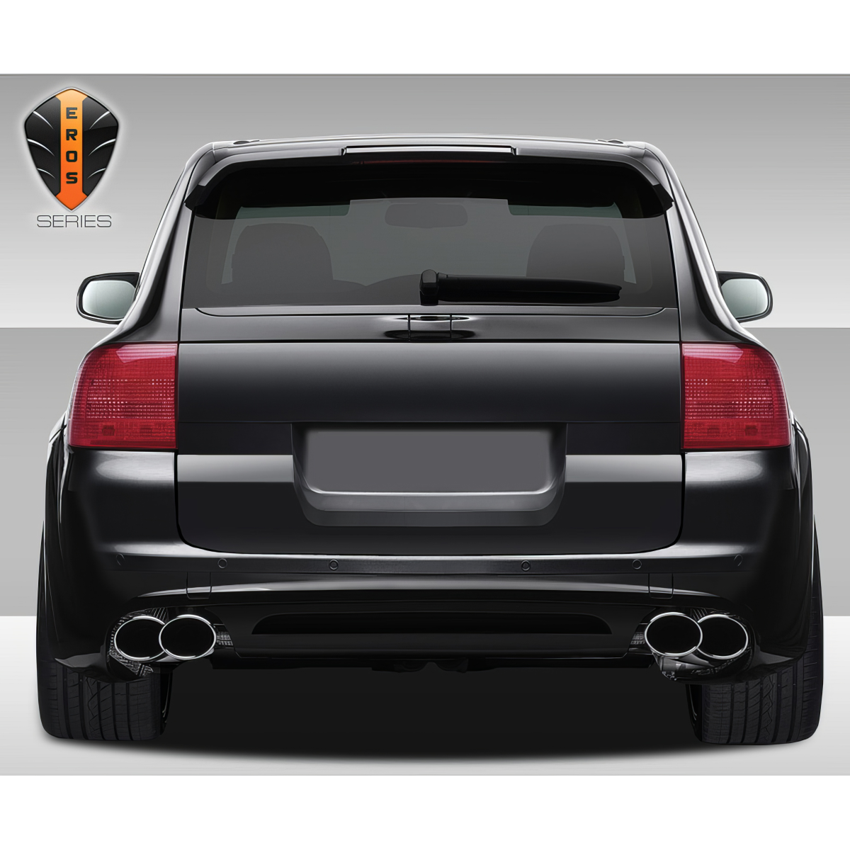 Modify your Porsche Cayenne 2003 with our Exterior/Complete Body Kits - Rear view at a slight angle from the ground