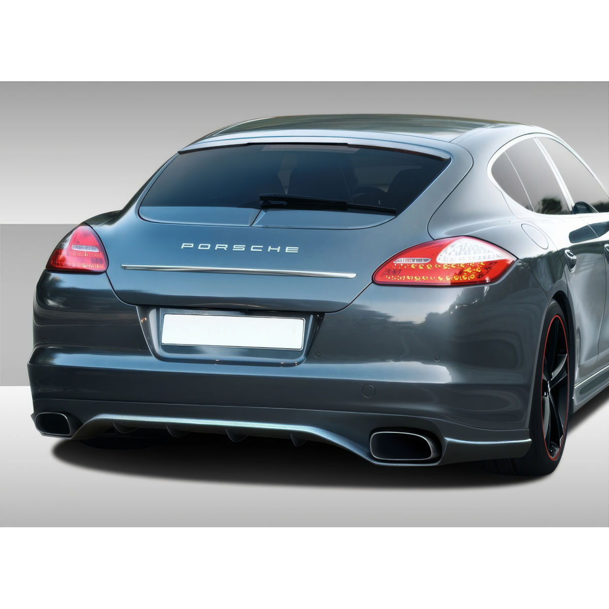 Modify your Porsche Panamera 2010 with our Exterior/Complete Body Kits - View from slightly above and behind the vehicle