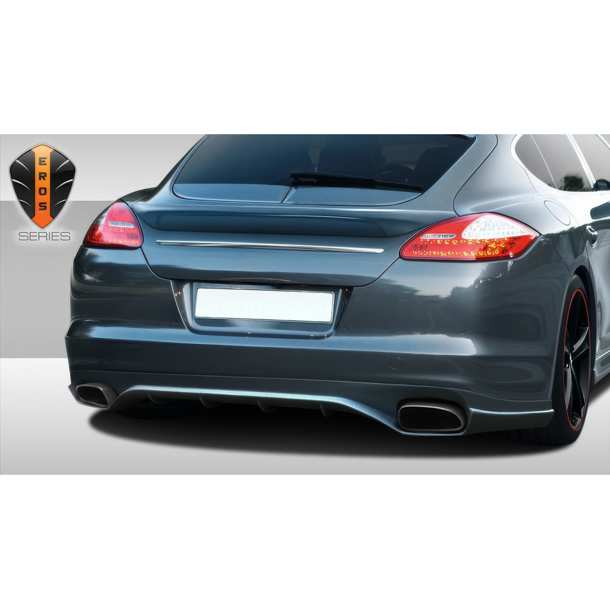 Modify your Porsche Panamera 2010 with our Exterior/Wings - Rear view at a slight angle showcasing the spoiler