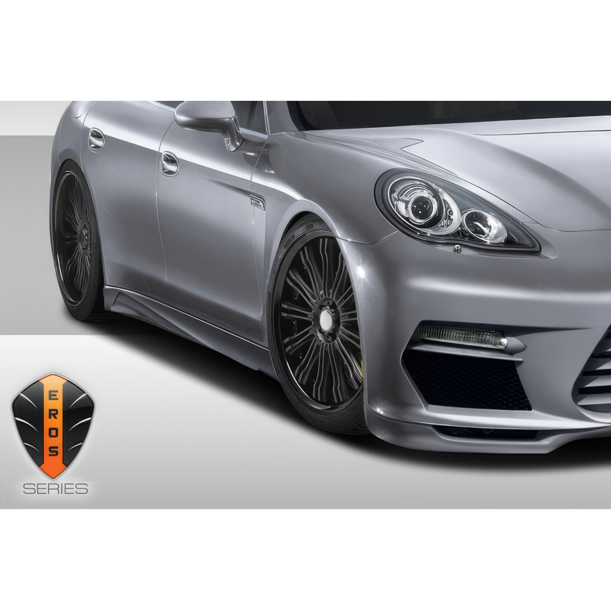 Modify your Porsche Panamera 2010 with our Exterior/Complete Body Kits - Angle of side skirts from front view