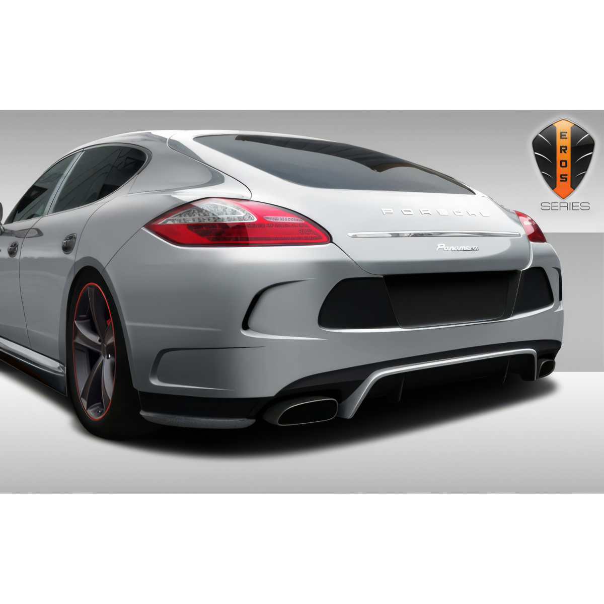 Modify your Porsche Panamera 2010 with our Exterior/Rear Bumpers or Lips - Angled view from the rear and slightly to the side