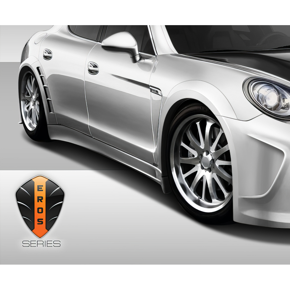 Modify your Porsche Panamera 2010 with our Exterior/Complete Body Kits - Side view of the car showing fender flares