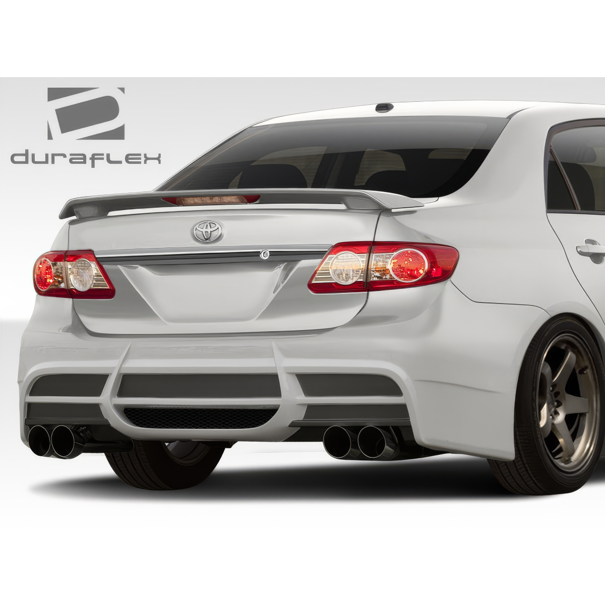 Modify your Toyota Corolla 2011 with our Exterior/Rear Bumpers or Lips - Rear angle view of a modified car part