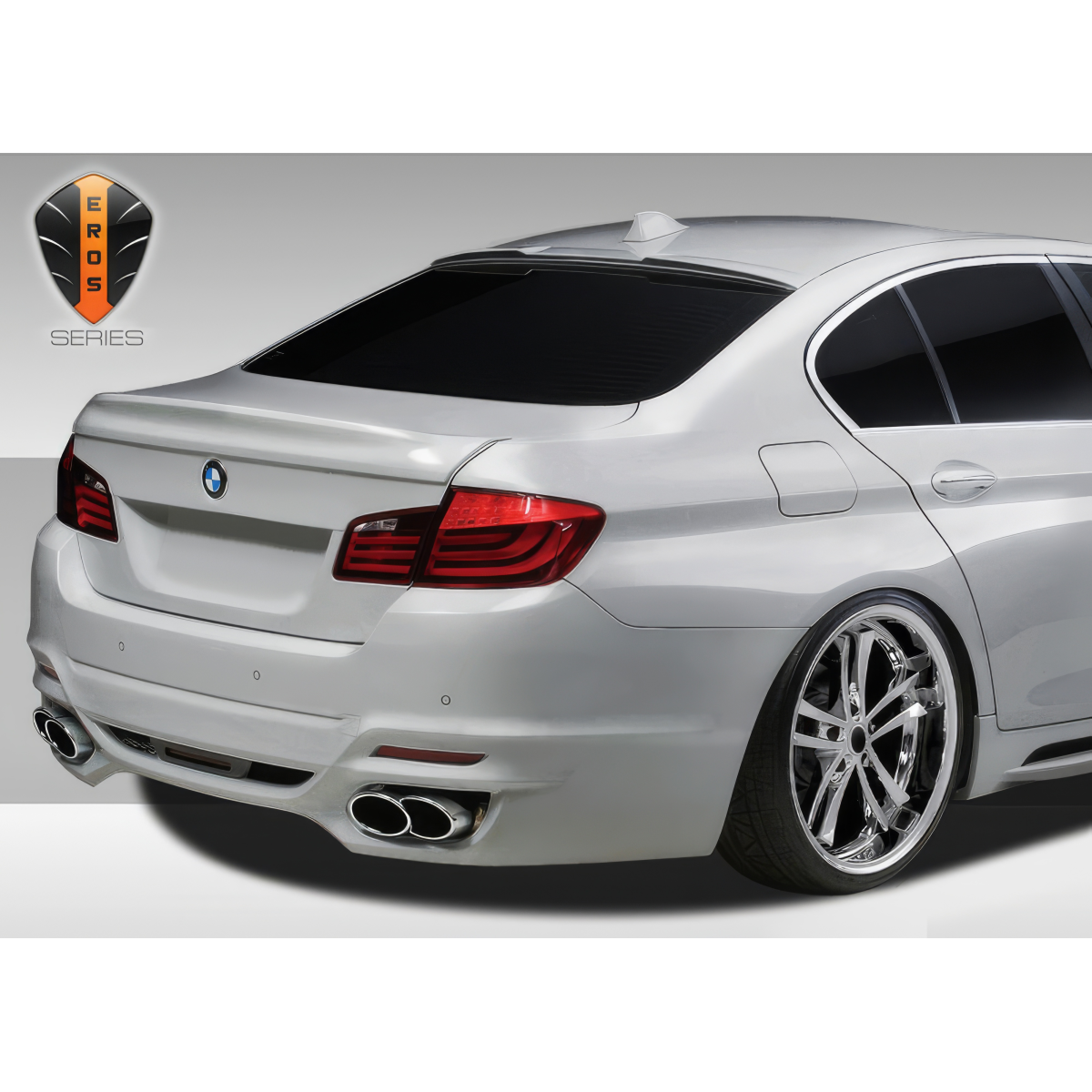 Modify your BMW 5-Series 2011 with our Exterior/Rear Bumpers or Lips - Rear angle showing exterior bumper part details