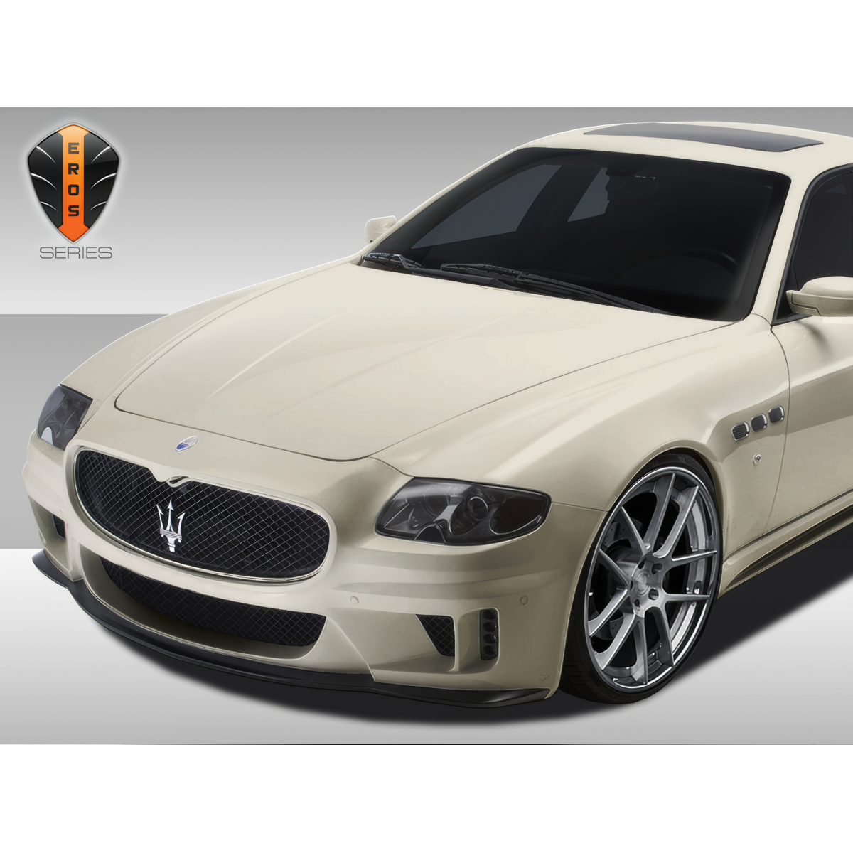 Modify your Maserati Quattroporte 2005 with our Exterior/Front Bumpers or Lips - Front angle view of the Maserati Quattroporte