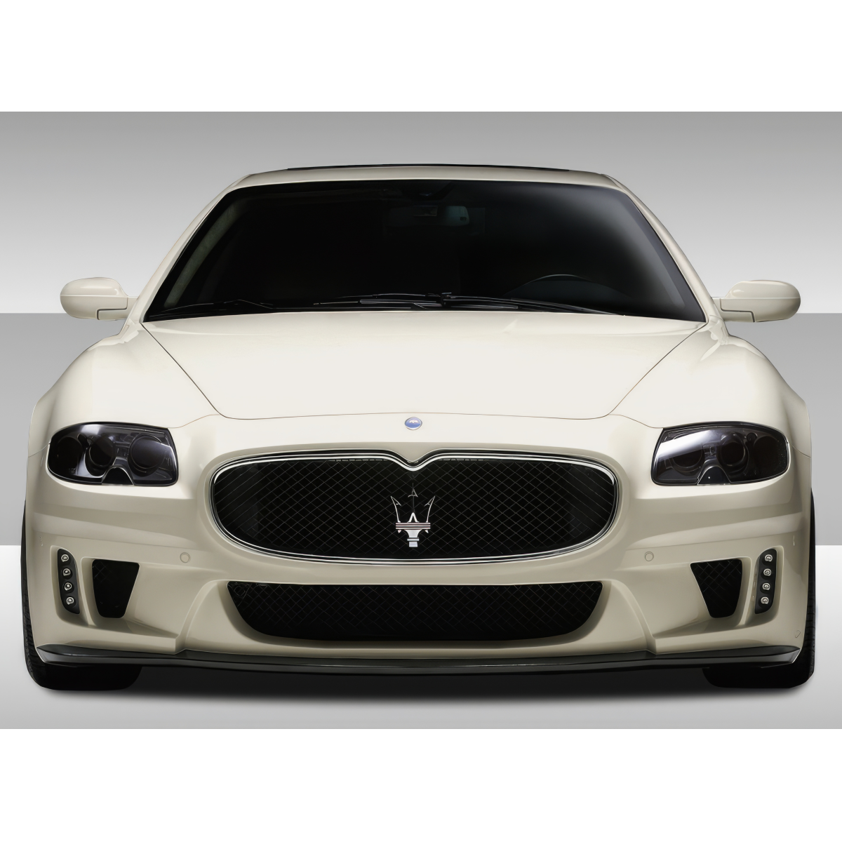 Modify your Maserati Quattroporte 2005 with our Exterior/Front Bumpers or Lips - Front view of the Maserati Quattroporte at eye level