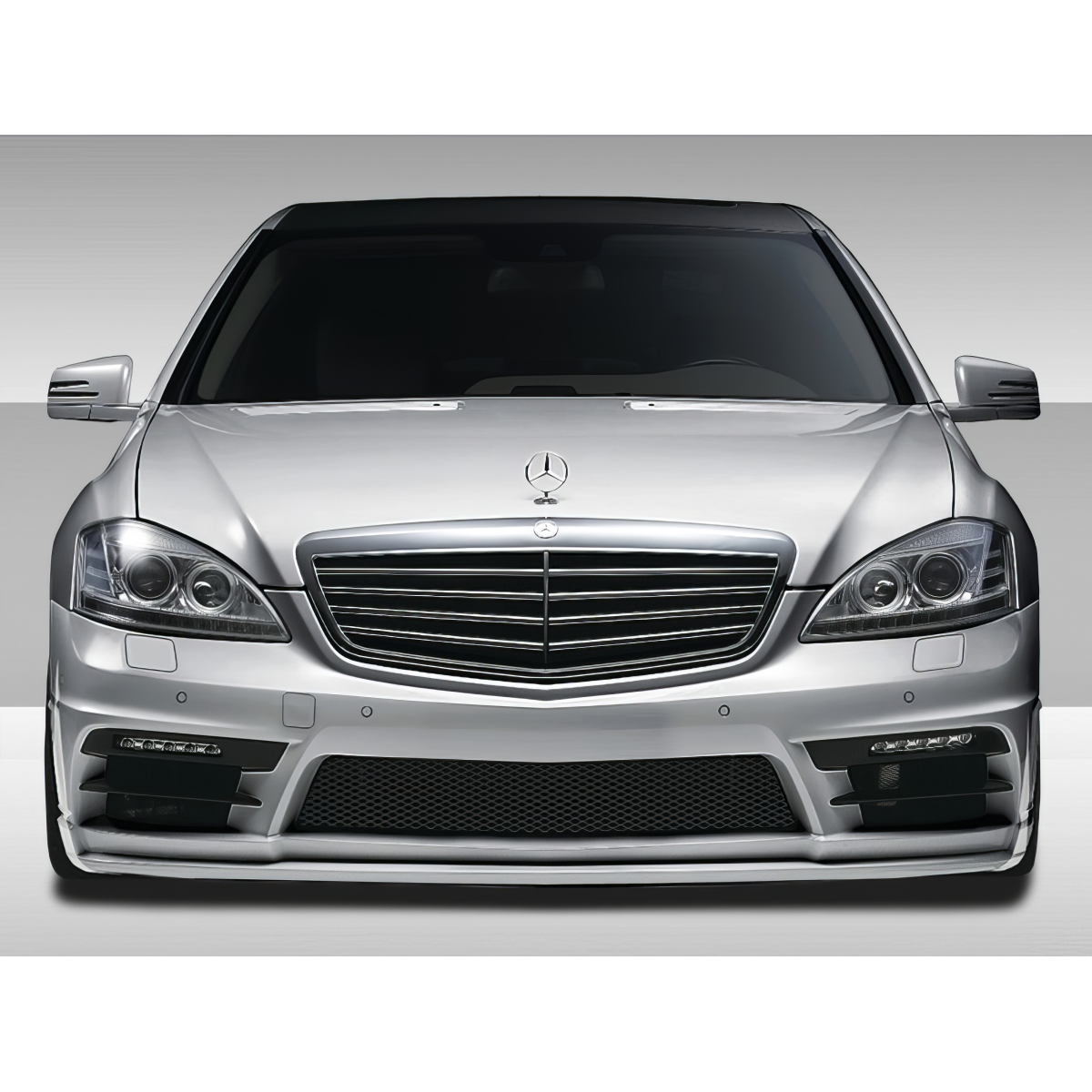 Modify your Mercedes-Benz S-Class 2010 with our Exterior/Front Bumpers or Lips - Frontal view of a Mercedes-Benz S-Class