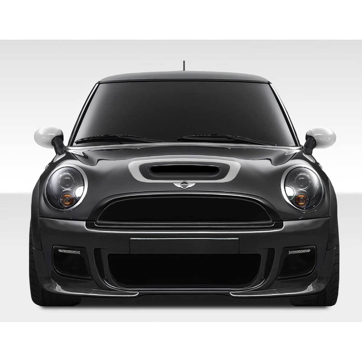 Modify your Mini Cooper 2007 with our Exterior/Front Bumpers or Lips - Front view of the Mini Cooper at eye level