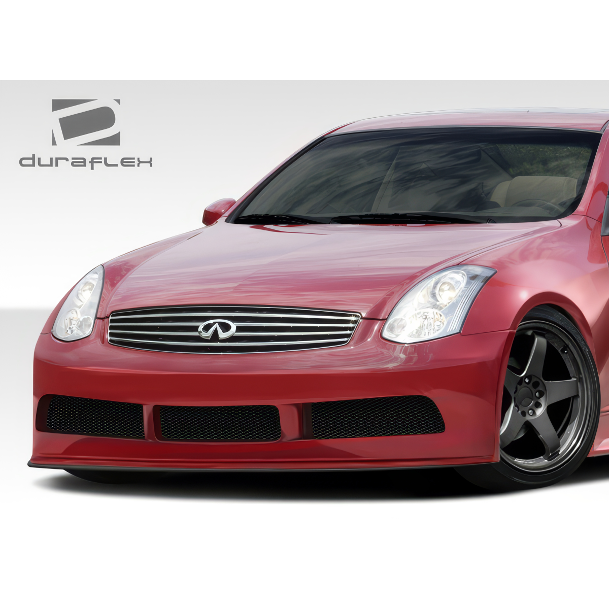 Modify your Infiniti G35 2003 with our Exterior/Front Bumpers or Lips - Front angle view of a red Infiniti G35 coupe