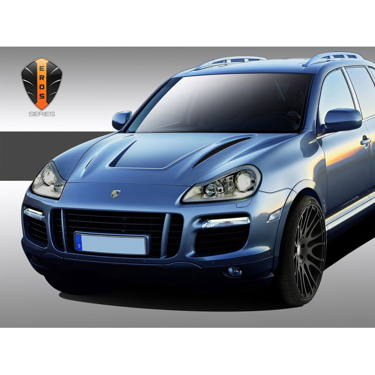 Modify your Porsche Cayenne 2003 with our Exterior/Hoods - Front angle view of Porsche Cayenne vehicle