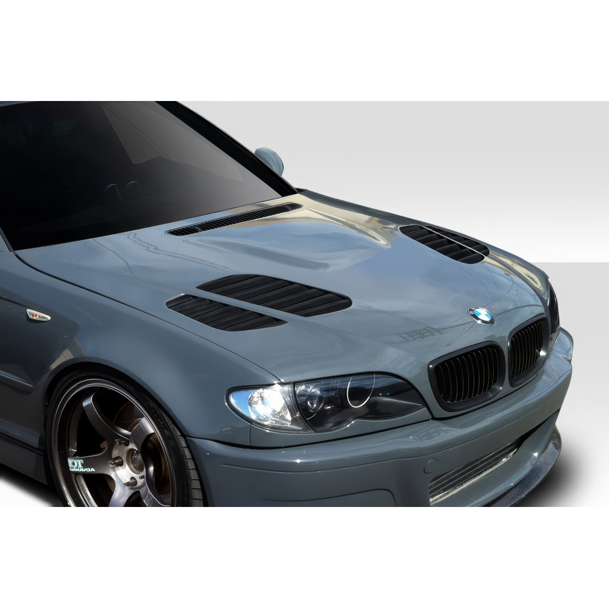 Modify your BMW 3-Series 2002 with our Exterior/Hoods - Front angle view of BMW 3 Series hood part