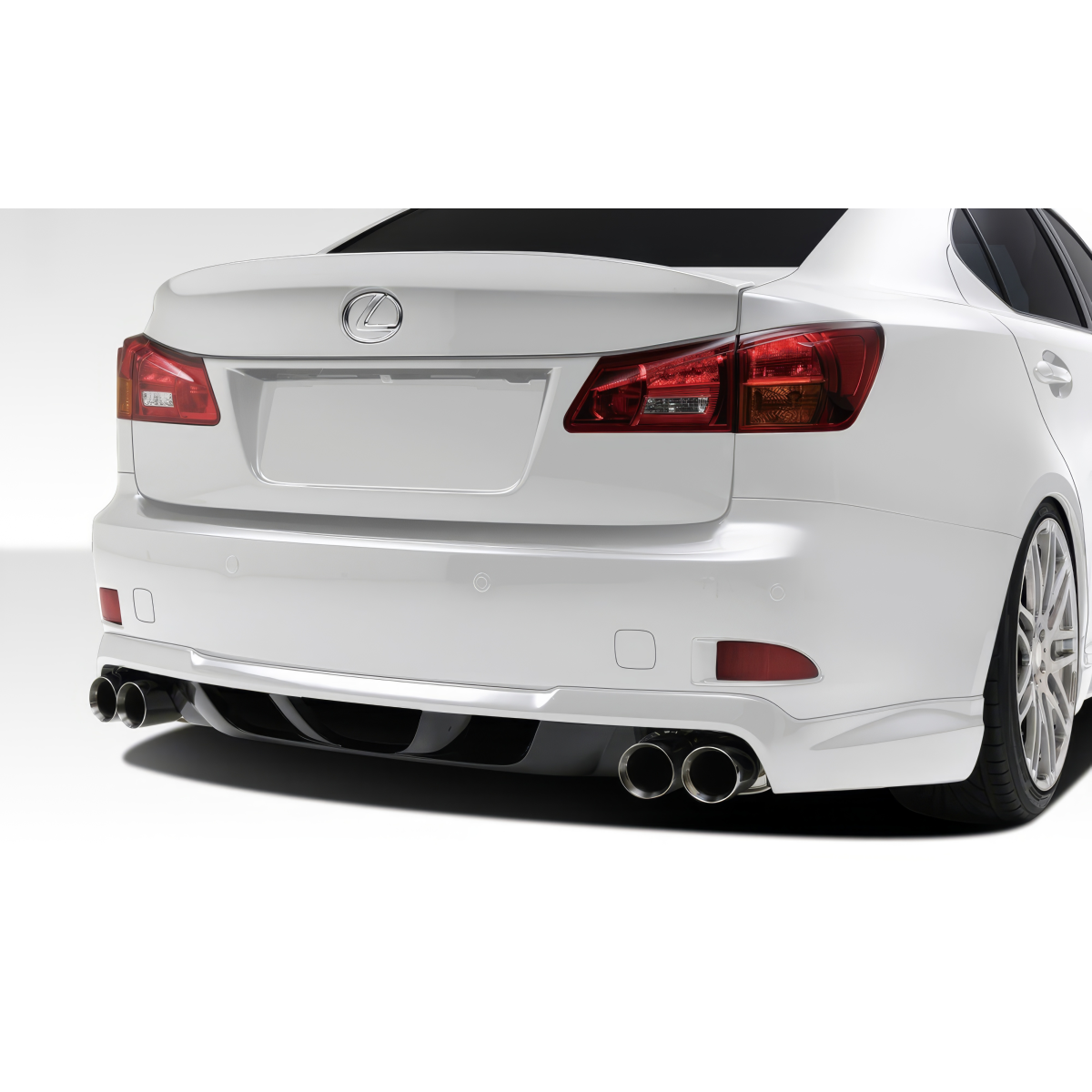 Modify your Lexus IS Series 2006 with our Exterior/Rear Bumpers or Lips - The part is viewed from a low rear angle