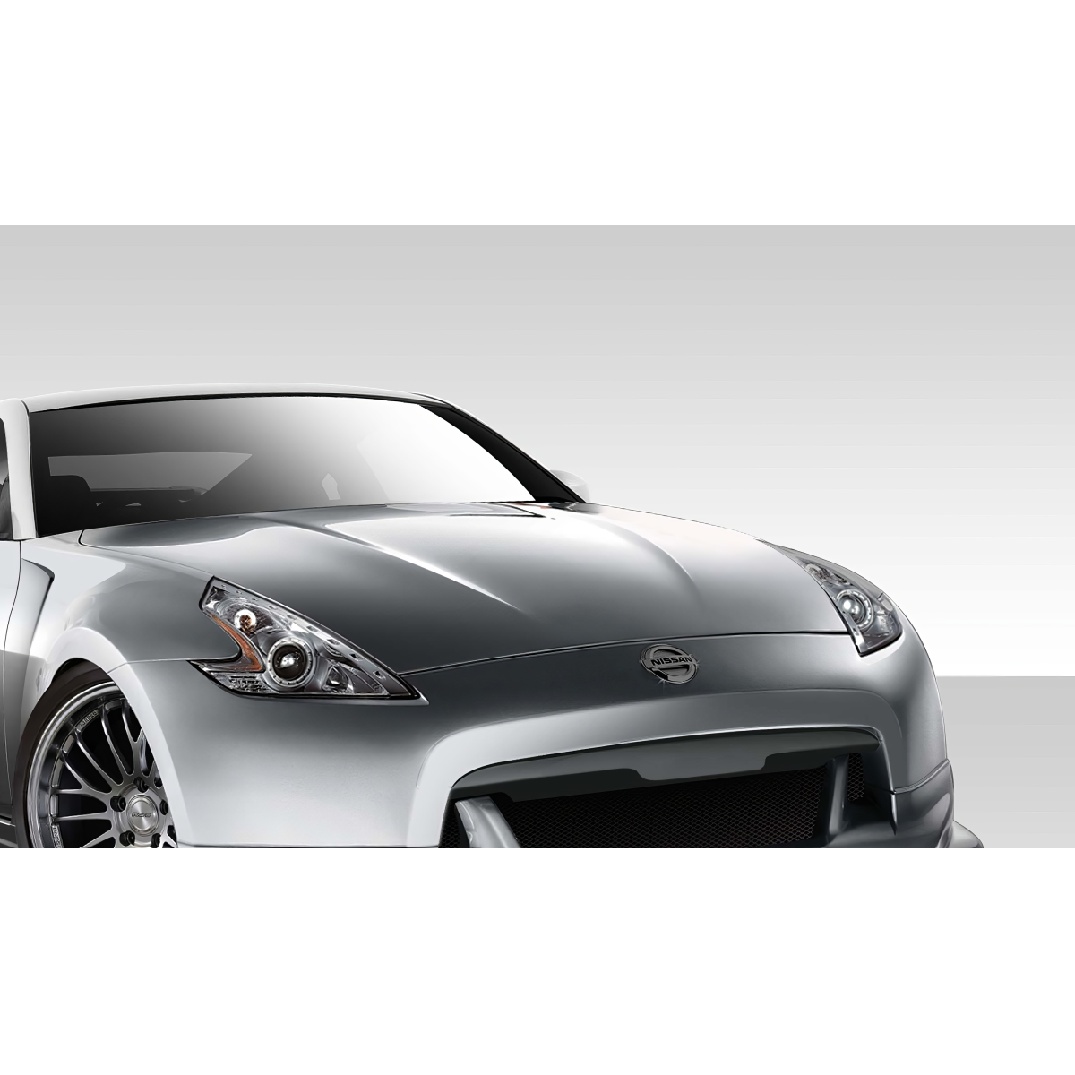 Modify your Nissan 350Z 2003 with our Exterior/Hoods - Front angle view of the Nissan 350Z exterior