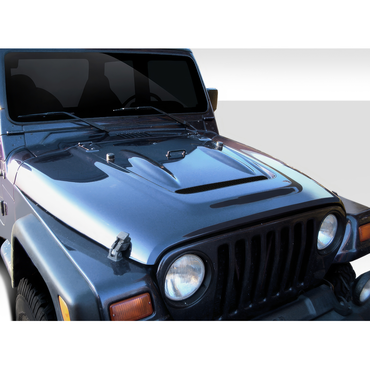 Modify your Jeep Wrangler 1997 with our Exterior/Fenders - Front angle view of the vehicle hood