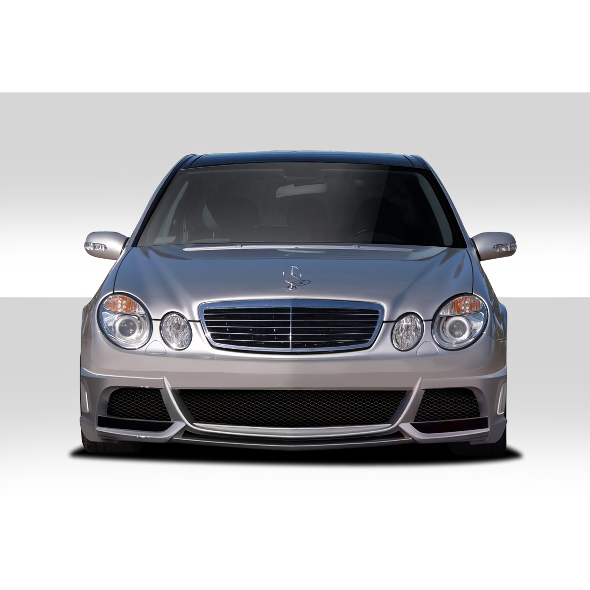 Modify your Mercedes-Benz E55 AMG 2003 with our Exterior/Front Bumpers or Lips - Front view of the car showcasing the bumper