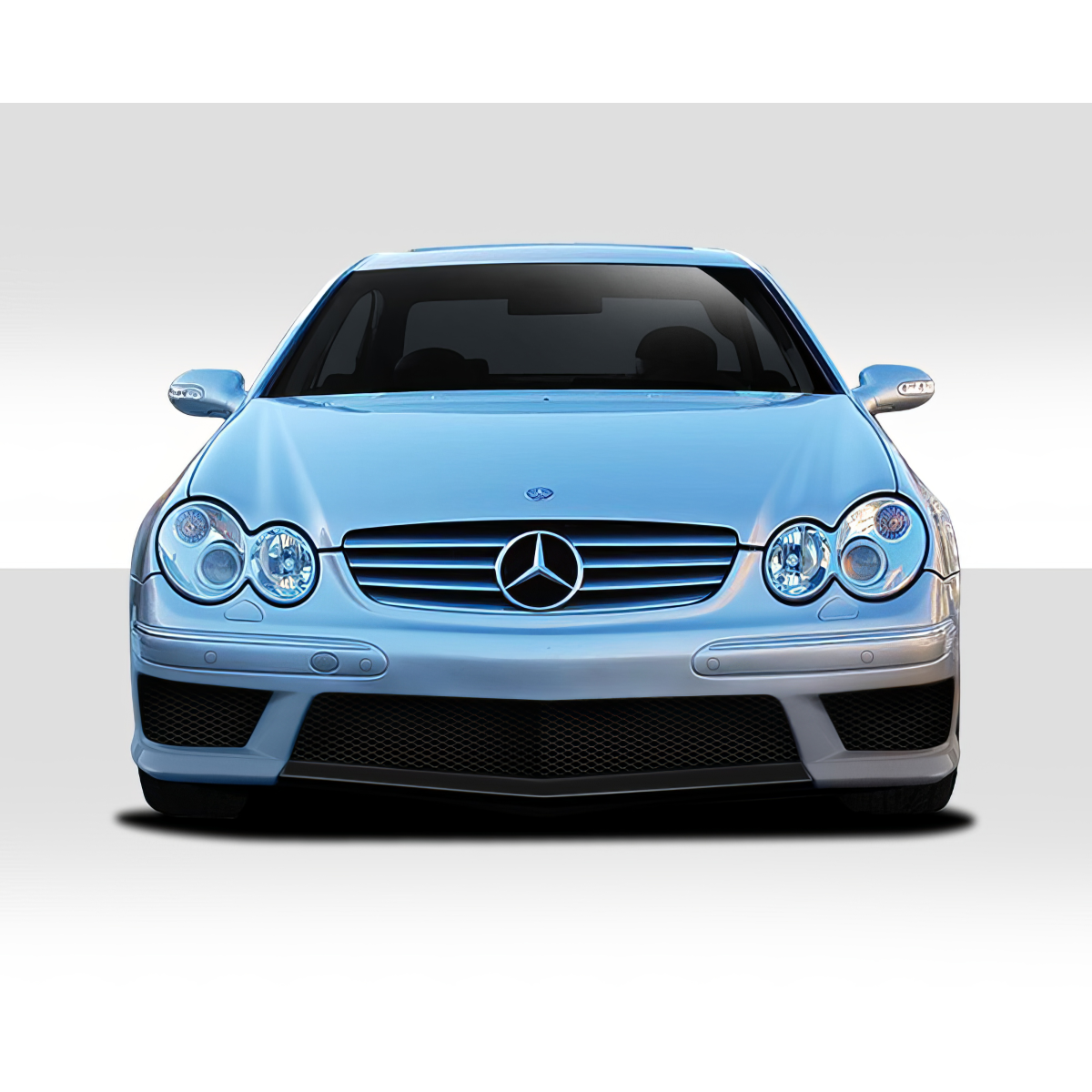 Modify your Mercedes-Benz CLK-Class 2003 with our Exterior/Front Bumpers or Lips - Front view of the vehicle at a straight angle