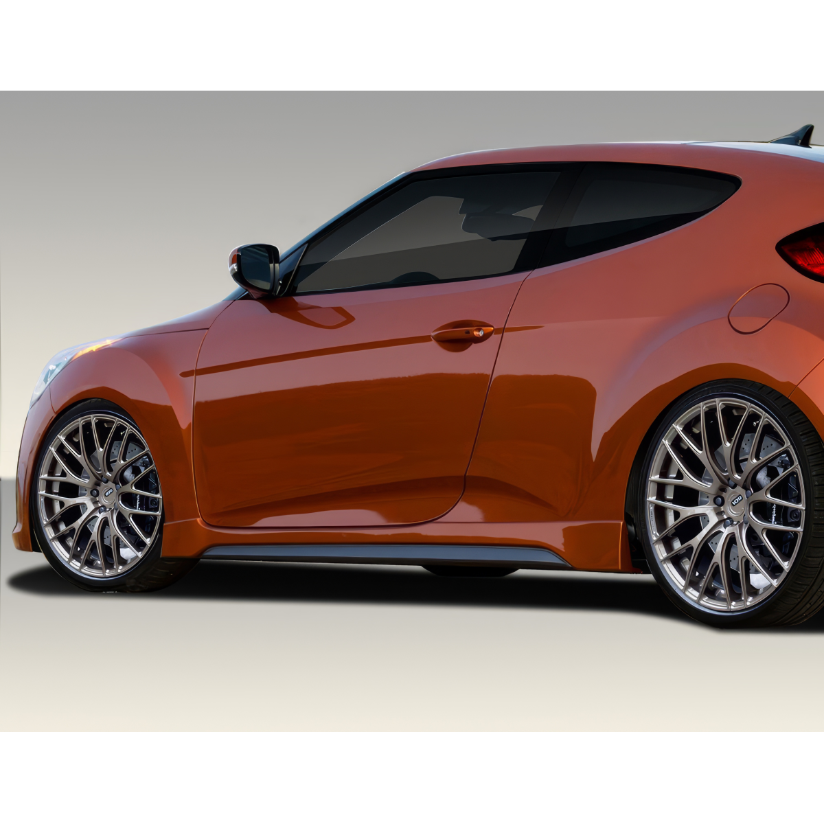 Modify your Hyundai Veloster 2012 with our Exterior/Side Skirts - Side angle view of a modified Hyundai Veloster