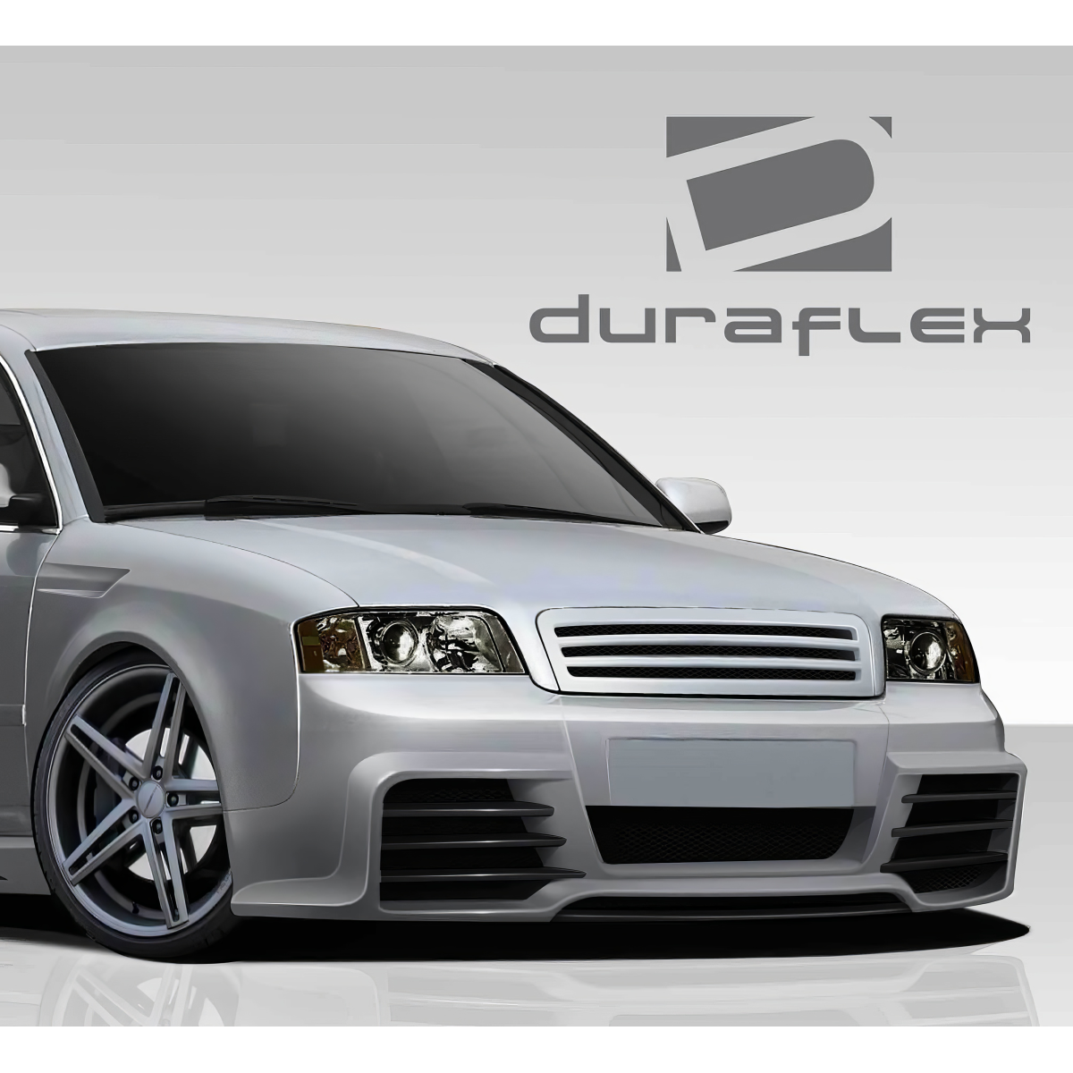 Modify your Audi A6 1998 with our Exterior/Front Bumpers or Lips - Front angle view of the vehicle part displayed